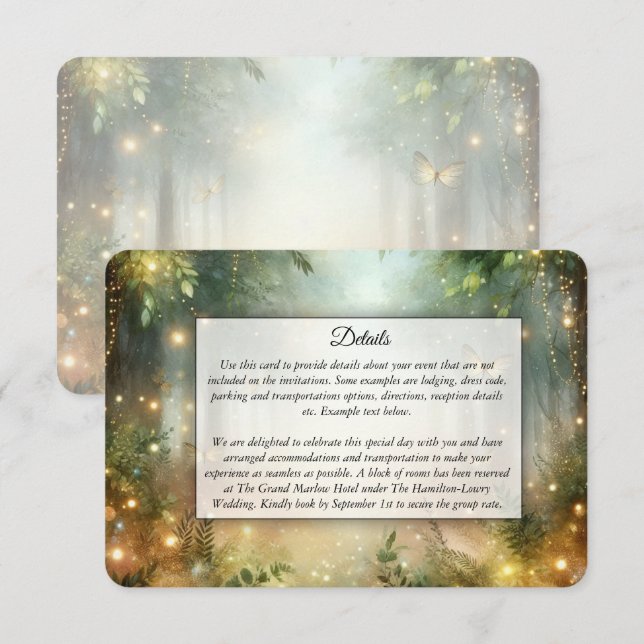 Mystic Forest Meadow Magic Wedding Enclosure Card (Front/Back)