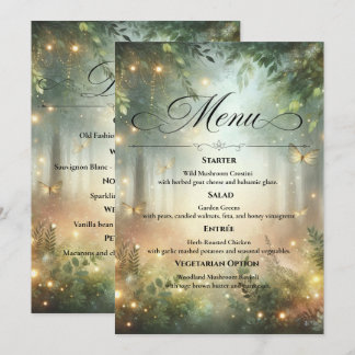 Mystic Forest Meadow Magic Wedding Table Menu