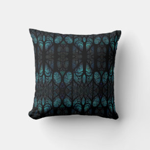 Mystic Forest Mosaic Blue & Black pattern Cushion