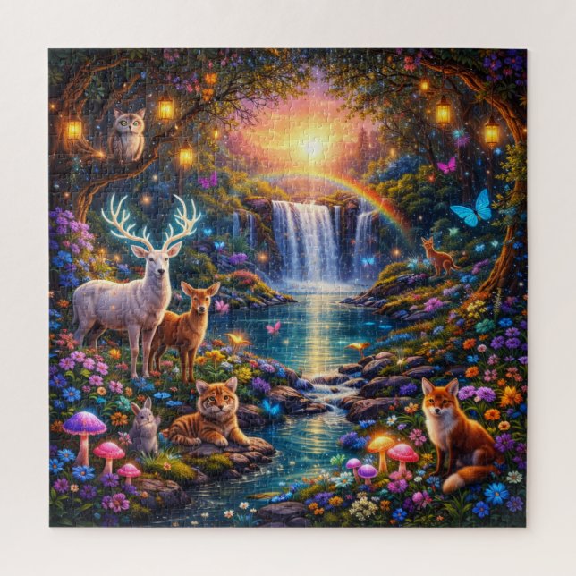 Mystic Forest Waterfall Puzzle (Vertical)