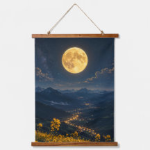 Mystic Full Moon Mountain Valley Wood Topped