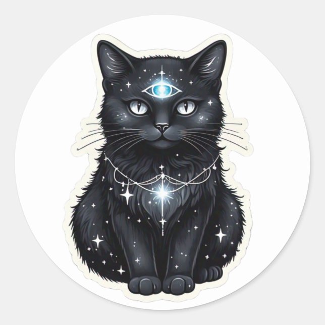 Mystic Galaxy Cat Sticker (Front)