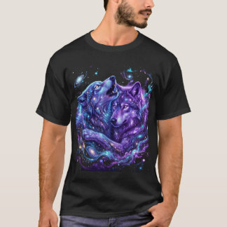 Mystic Galaxy Wolf Hoodie – Blue Cosmic Wolf Art P T-Shirt