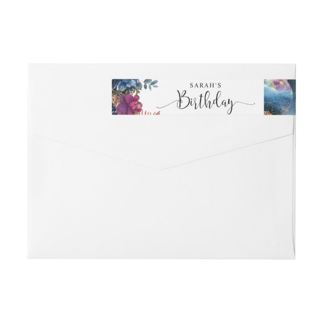 Mystic Garden Celestial Birthday Return Address Wrap Around Label (Back)