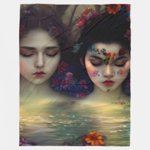 Mystic Garden: Floral Dreams Fleece Blanket