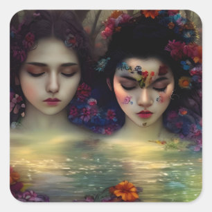 Mystic Garden: Floral Dreams Square Sticker