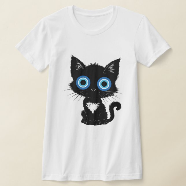 Mystic Gaze  Black Cat Evil Eye T-Shirt (Laydown)
