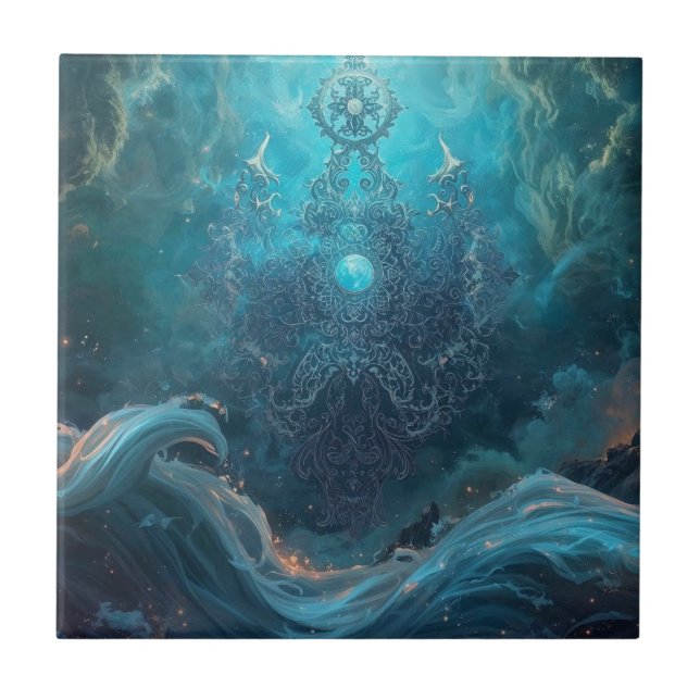 Mystic Geometry of the North Sea Ceramic Tile (Front)