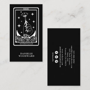 Mystic Gold Tarot Esthetician Black White Branding Business Card