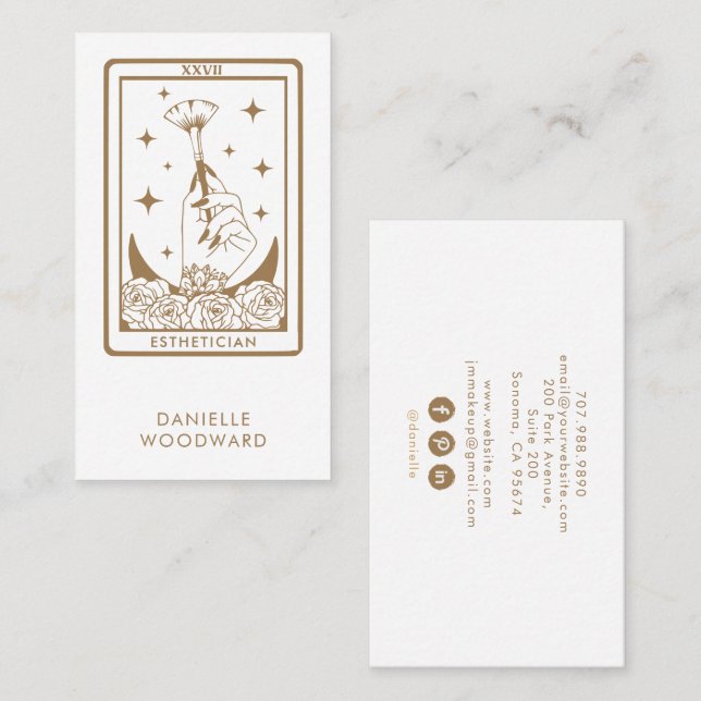 Mystic Gold Tarot Esthetician Branding Business Card (Front/Back)