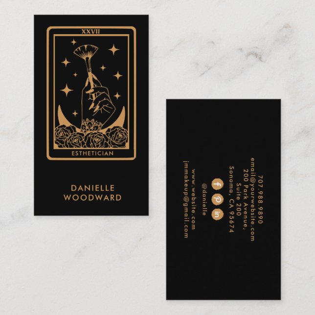Mystic Gold Tarot Esthetician Gold Black Branding Business Card (Front/Back)