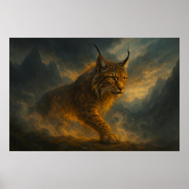 Mystic Golden Lynx in Sunset Fog – ManJiangHong Fi Poster (Front)