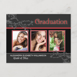 Mystic Goth Red Graduation Announcement Postcard