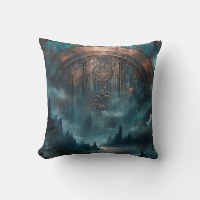 Mystic Gothic Art - Blue Copper Patina Decorative  Cushion (Front)