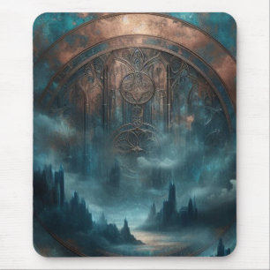 Mystic Gothic Steampunk Art - Blue Copper Patina  Mouse Pad