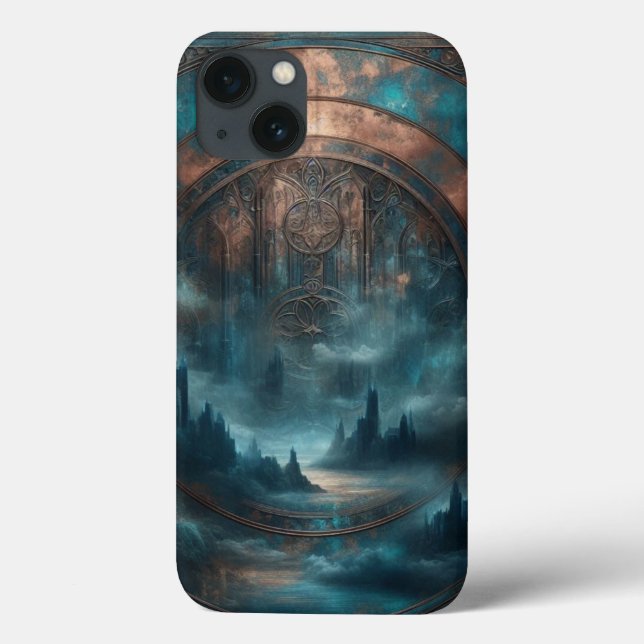 Mystic Gothic Steampunk - Blue Copper Patina Case-Mate iPhone Case (Back)