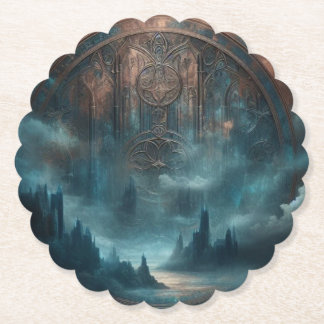 Mystic Gothic Steampunk - Blue Copper Patina  Paper Coaster