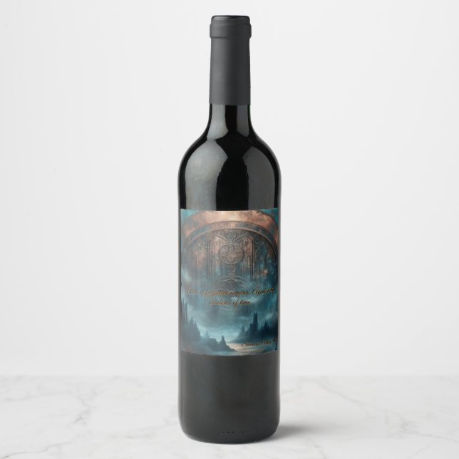 Mystic Gothic Steampunk - Blue Copper Patina  Wine Label (Front)