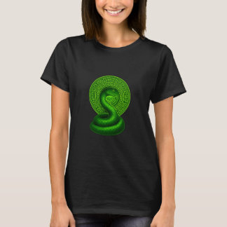 Mystic Green Serpent Mandala Women's Graphic Black T-Shirt
