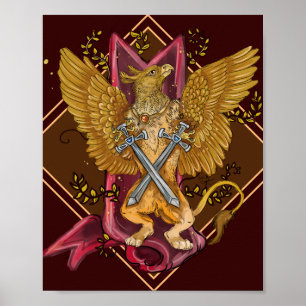 Mystic Gryphon with swords Poster