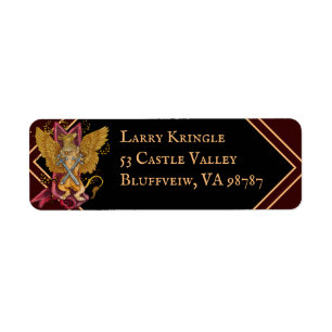 Mystic Gryphon with swords  Return Address Label