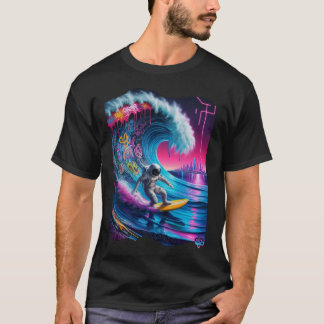 Mystic H2O Astronaut Surfer Riding Cosmic Wave T-Shirt