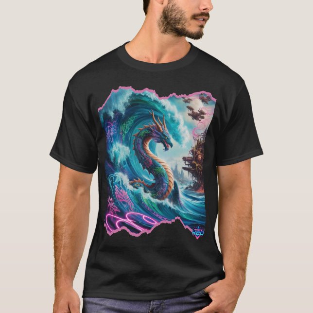 Mystic H2O Dragon Sea Serpent Design   T-Shirt (Front)