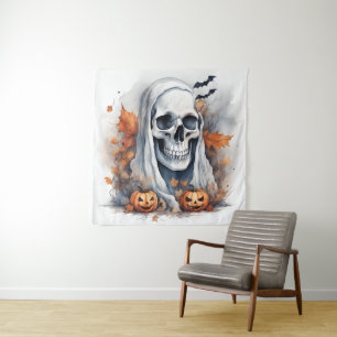 Mystic Halloween Ghost Art Skull Gift Tapestry