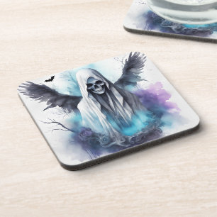 Mystic Halloween Ghost Gothic Watercolor Art Coaster