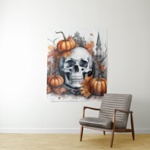 Mystic Halloween Gothic Skull Art Mystical Tapestry