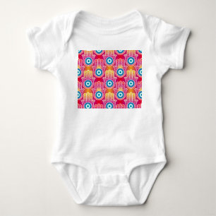Mystic hamsa: ornate seamless design. baby bodysuit