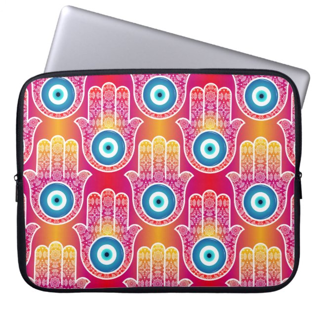 Mystic hamsa: ornate seamless design. laptop sleeve (Front)
