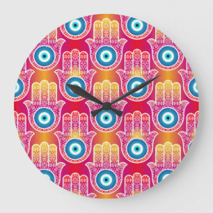 Mystic hamsa: ornate seamless design. large clock