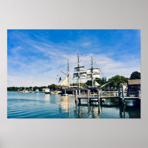 Mystic Harbor Clipper Ship Poster