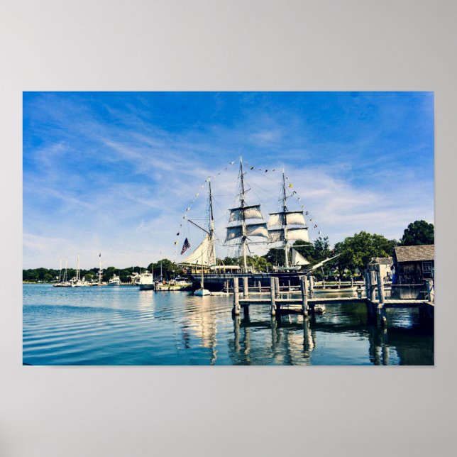 Mystic Harbor Clipper Ship Poster (Front)