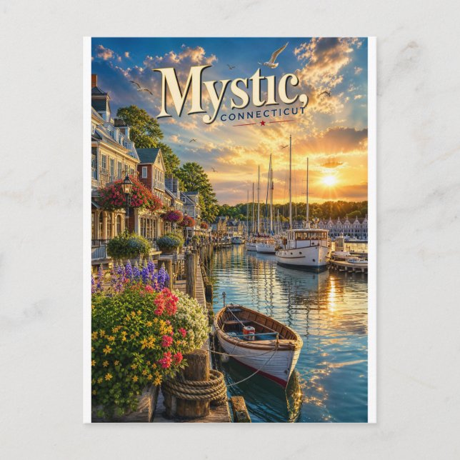 Mystic Harbour Reflections Postcard (Front)