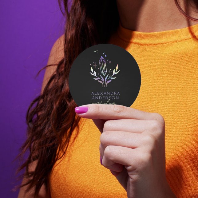 Mystic Holographic Glitter Spiritual Crystals Classic Round Sticker (Mystic Holographic Glitter Spiritual Crystals Classic Round Sticker)