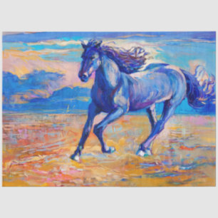 Mystic Horse Galloping in a Blue Field Tissue Paper