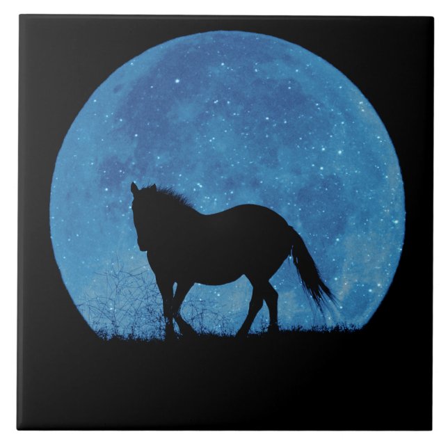 Mystic Horse in Sparkle Moon Ceramic Tile (Front)