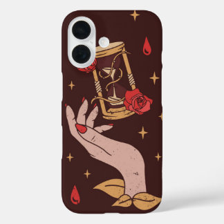 Mystic Hour Gothic Hand Rose Hourglass iPhone 16 Case