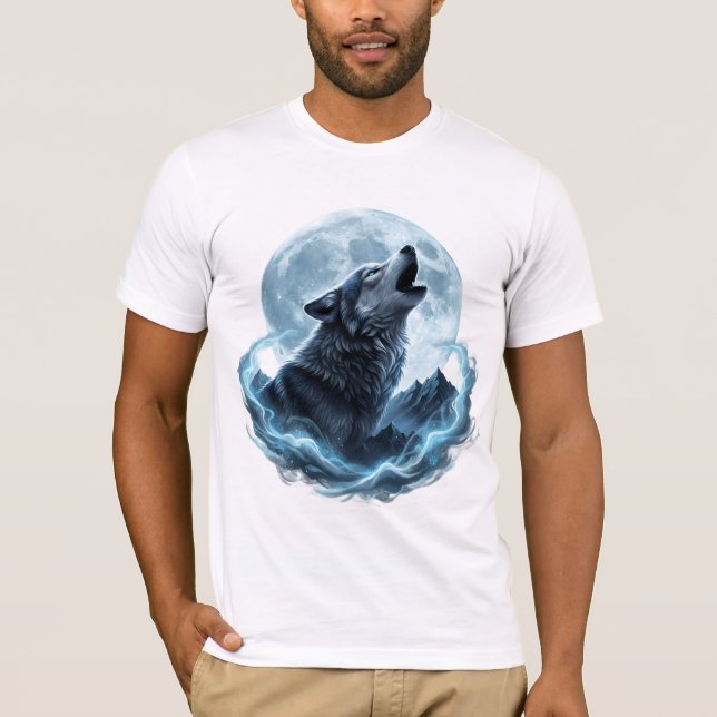 Mystic Howling Wolf Under the Full Moon – Spirit  T-Shirt (Front)