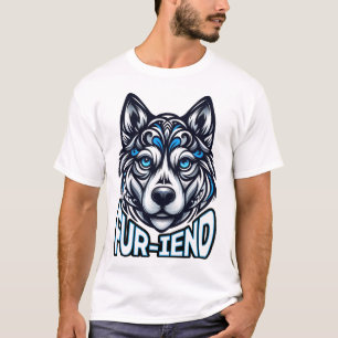 Mystic Husky: Intricate Blue-Eyed Guardian T-Shirt