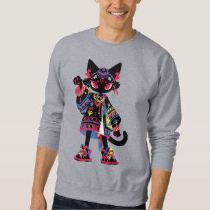 Mystic Kawaii Cat – Colourful Tribal Spirit Tee