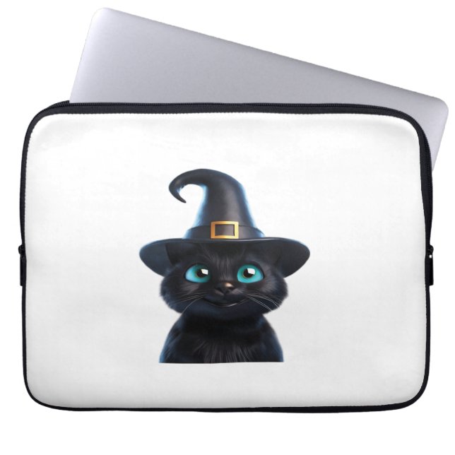 Mystic Kitty – Halloween Cat Classic T-Shirt Laptop Sleeve (Front)