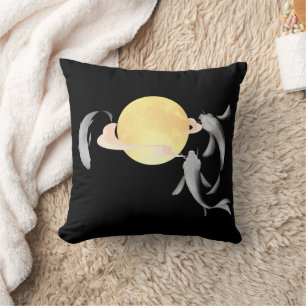 Mystic Koi & Golden Moon – Elegant Japanese Zen Ar Cushion