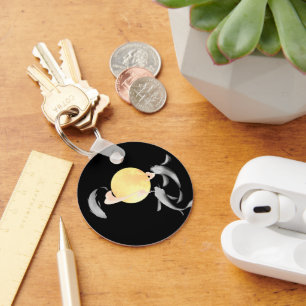 Mystic Koi & Golden Moon – Elegant Japanese Zen Ar Key Ring