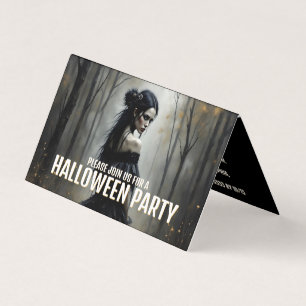 Mystic Lady in Dark Halloween Forest - Invitation