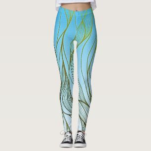 Mystic leaf and flower abstract design leggings