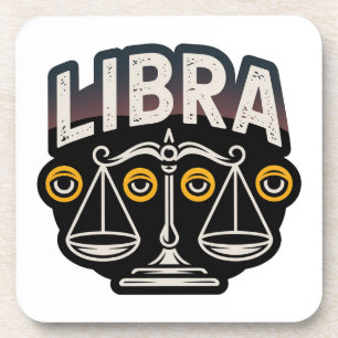 Mystic Libra Zodiac Emblem Coaster