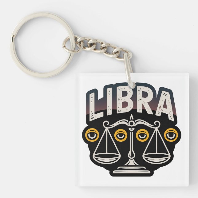  Mystic Libra Zodiac Emblem Key Ring (Front)
